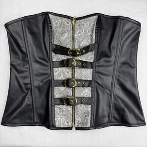 Charmian Corset 4XL Brocade Bustier Steampunk Gothic Zip Buckle Dominatrix
